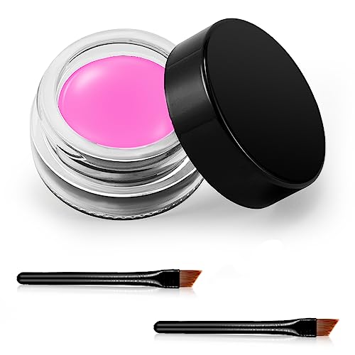Erinde Pink Gel Eyeliner, Waterproof Long Lasting Cream Eyeliner Gel Pot, High-Intensity Pigments Smudge-Proof Eye Liner Eyebrow Makeup, Water-Resistant Eyeliner With 2Pcs Brushes, 17# Pink #TOP12