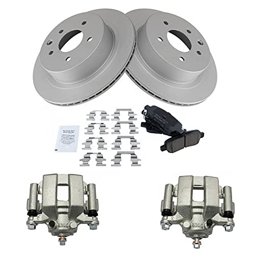 Image of TRQ Rear Brake Pad and Rotor Set Ceramic Vented Coated Rotors Calipers | For 2003-2005 Infiniti G35 350Z