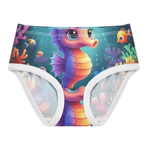 Cotton Toddler Girls Underwear Cute Seahorse Colorful Coral Cute Panties Girl Personalized Briefs Undies Kids 2t