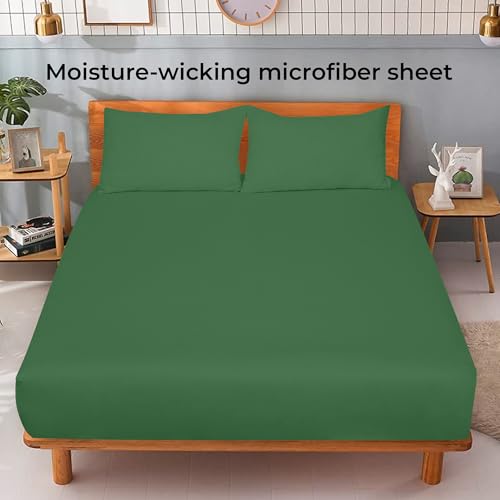 Image of Royale Linens Fitted Sheet Full - Ultra Soft 1800 Brushed Microfiber - Hotel Luxury Bottom Sheets - Wrinkle Free & Fade Resistant - Deep Pocket Fitted Sheet Only (Full, Hunter Green)