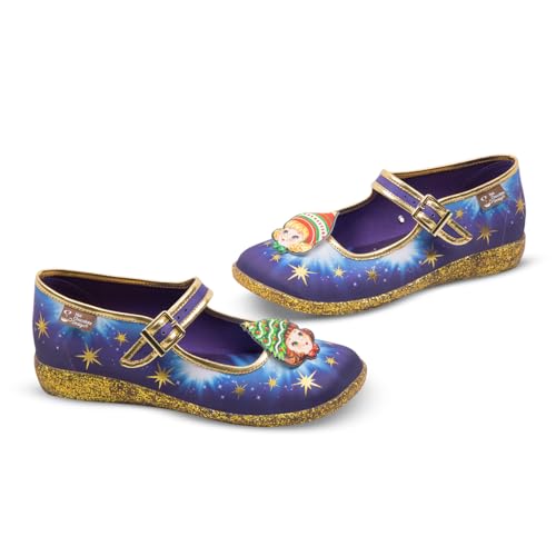 Image of Hot Chocolate Design Women's Mary Jane Flat Shoes - Mary Jane Flat Dress Shoes with Non-Marking Rubber Sole Adjustable Buckle-Strap, Adjustable Buckle-Strap and Cushioned Inner Sole with Arch Support