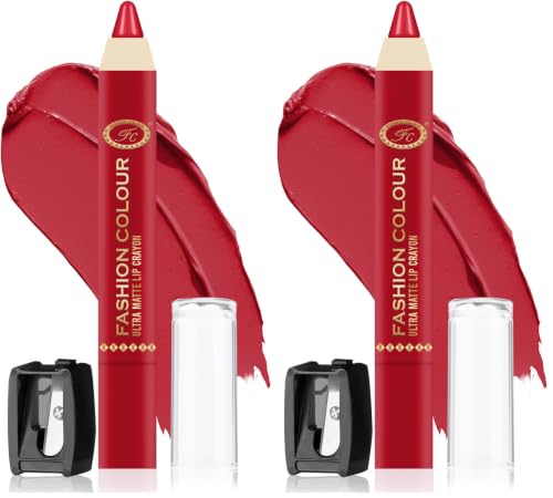 Image of FASHION COLOUR Ultra Matte Lip Crayons With Free Sharpener | Smudge Proof And Waterproof | For Hydration And Moisturization | Long Lasting Lipwear with Matte Finish, Cruelty-free and Paraben-free - 2.5 gm(Passionate Pink)