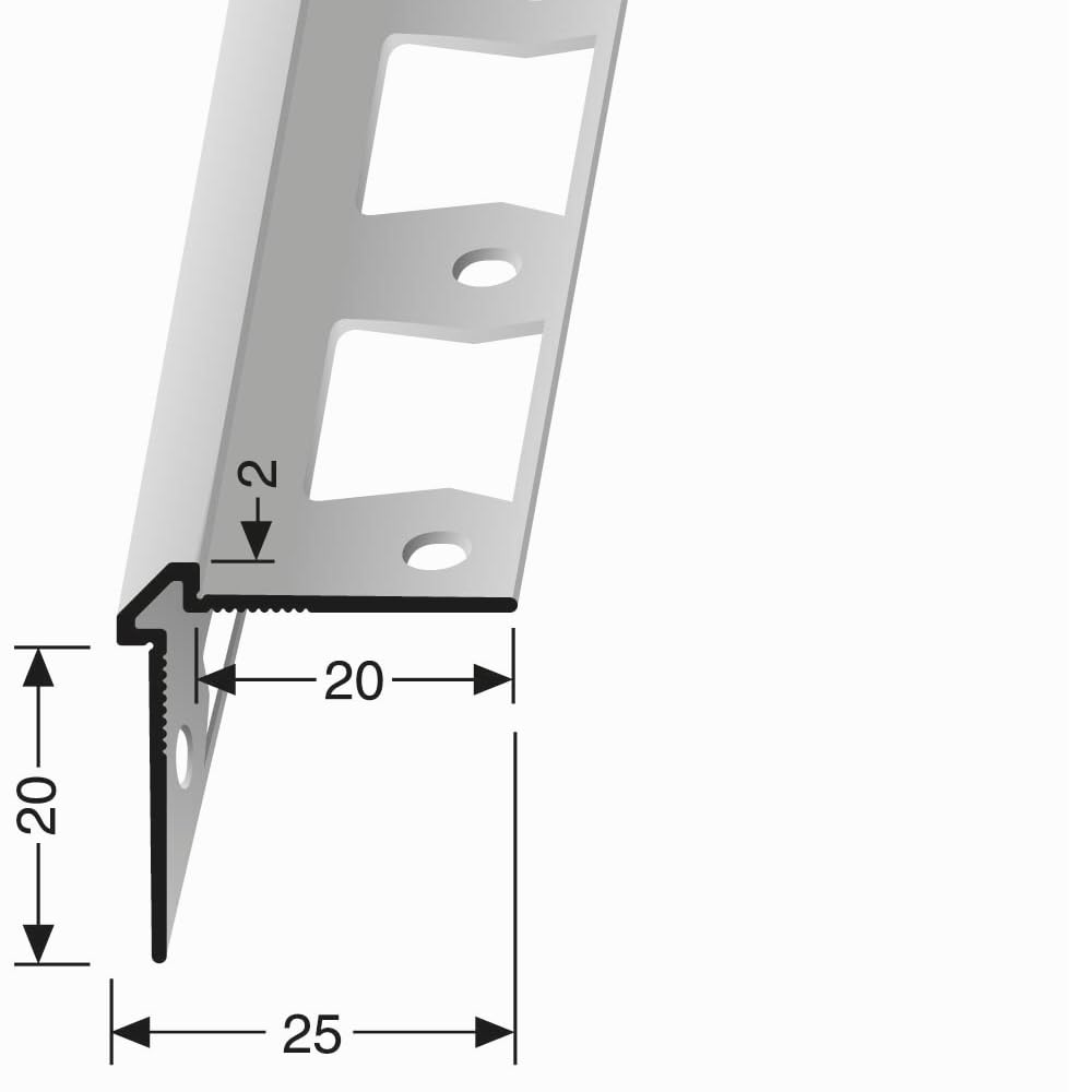Wandprofil 25 x 25 x 2700 mm Einfasshöhe 2 mm Tapetenprofil Aluminium Glatt Winkelprofil Geschlossen Gestanzt Metallprofil pulverbeschichtet schwarz matt RAL9005 Verbindungsprofil Küberit