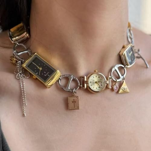 Pendentif d'horloge rétro fini à la main pour sublimer un décolleté terne