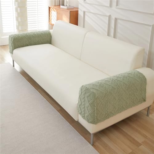 Fundas para reposabrazos de sofá elásticas jacquard verde claro protectoras de muebles 3