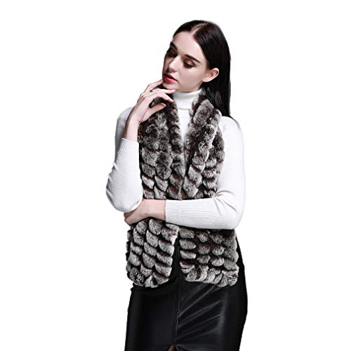 Fur Story Women's Rex Rabbit Fur Winter Scarf Knitted Chunky Fashion Ladies Scarves Silver Black Brown3