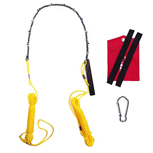 Hand Chain Saw for High Limb Tree Branch, 24'' Rope-and-Chain Saw with Blade