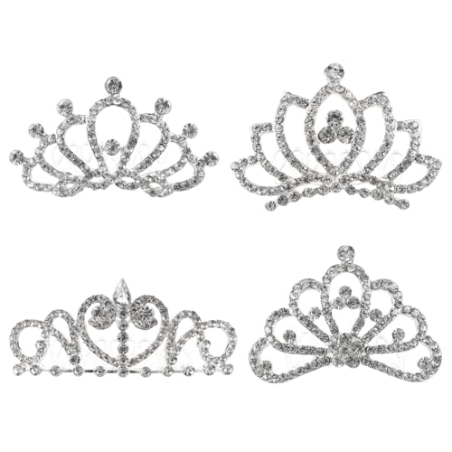VICASKY Girls Tiaras for Birthday Rhinestone Crown Hairpin Clip Wedding Tiara Set Boys and Girls Princess Crown Hair Accessories Random Style