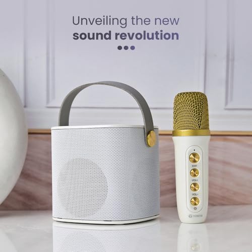 Image of Toreto Wireless Bluetooth Speaker 10W with Wireless Karaoke Mic, 6H Playtime, Voice Changing Feature, Deep Bass, USB, AUX, BT5.3 /TF Card, Outdoor Speaker with Carrying Strap (Jukebox, Pink)