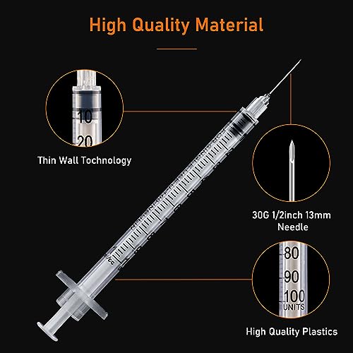 1ml syringe with 30ga 12in needle individually wrapped pack of 20