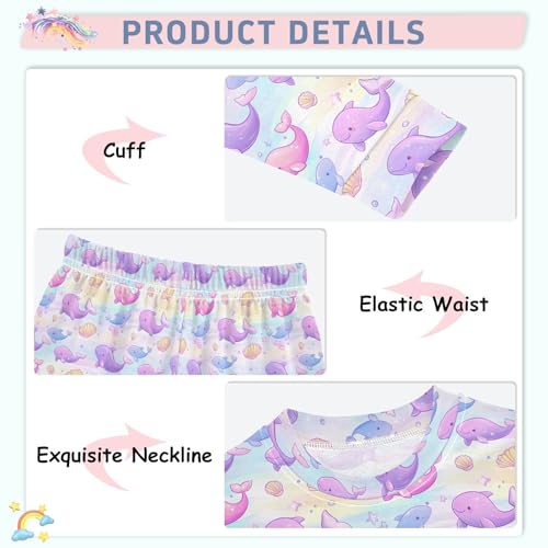 ALAZA Cute Dolphin Seashell Bubble 2 Piece Pajama Set Long Sleeve Top and Pants Sleepwear Unisex4