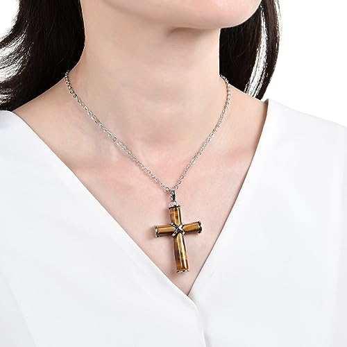 Natural Stone Cross Gemstone Pendants Charms Cross Quartz Healing Charms With 18 inch Chain Jewelry Necklace2