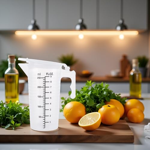 Vaso medidor plástico 250 ml con tapa y asa miniatura 6