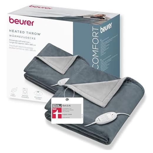 Beurer HD 75 Dark Grey Heizdecke, kuschelig weiche Wärmezudecke, 6 Temperaturstufen, maschinenwaschbar, mit Abschaltautomatik und besonders sicher, dunkelgrau, 180 x 130 cm