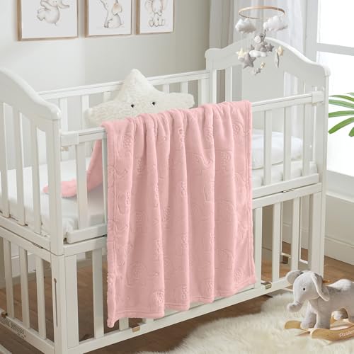 Image of BORITAR Baby Blanket 3D Elephant Fleece Flannel Blanket 30x40 Inch Pink | Ultra Soft Warm Fluffy Fleece Fabric for Toddler Boys Girls Newborn Infant Crib Stroller Bed Travel Pet Shower Gift