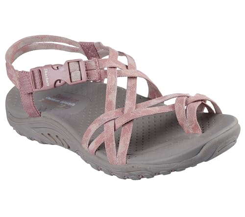 Skechers Skechers Women's Reggae - Positive Space, Color Camo Stretch Toe Loop Sandal, Rose, 5M