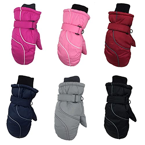 Guantes de invierno para niños mitones de esquí impermeables gris infantil 2