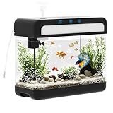 Fish Tank 3 Gallon Smart Aquarium Kits with Silent Water Pump,Self Cleaning System,7 Color Lights,Temperature Display, Aromatherapy, Advanced Filtration for Small Fish Kids Room Desktop Decor