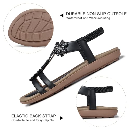Image of SHIBEVER Dressy Flat Women Sandals: Comfortable Arch Support Womens Sandal