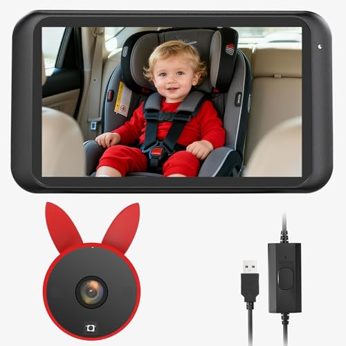 Image of Babyvue BV2 USB Baby Car Camera, 4.5'' HD 1080P USB Rear-Facing Mirror, IR Night Vision, 360° Adjustable, Plug & Play Backup Monitor for Child & Pet Safety