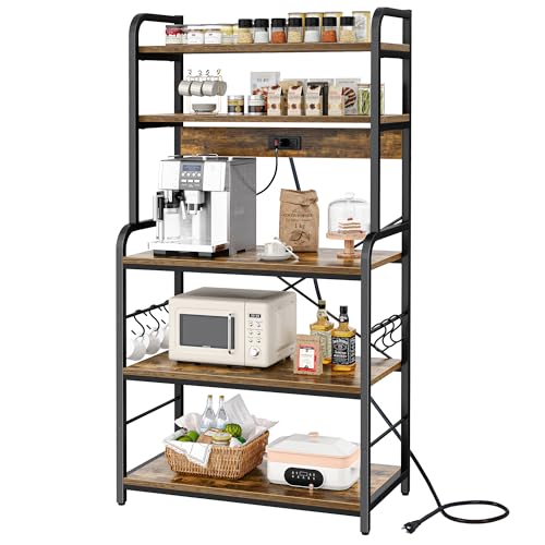 SUPERJARE Bakers Rack with Power Outlets