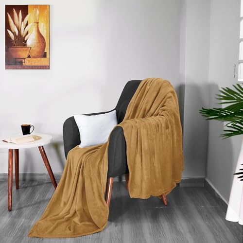 Image of Cotton Bolls Textiles Cozy Plush AC Blanket for Single Bed, Lightweight All Season Blanket, Ultra Soft Blanket for AC Room, Mild Winter, Can Be Used as Bedsheet in Winter, 90x90 Inches, Brown
