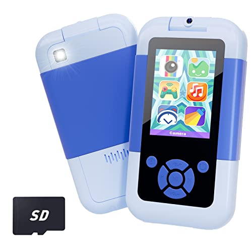 Prysyedawn Toys for 3 4 5 6 Year Old Boys Kids MP3 Music Player with Flip Camera, Games, Alarm Clock Toddler Phone Educational Toys Birthday Gifts for Boys Ages 3-6 with SD Card-Blue