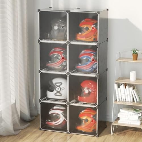 ヘルメット 棚、ディスプレイスタンド、 オートバイの収納キャビネット、 家庭用防塵ラック オートバイの電動自転車のの保管 にとって 衣類、バッグ、格納容器 サッカー (2列 4 層)