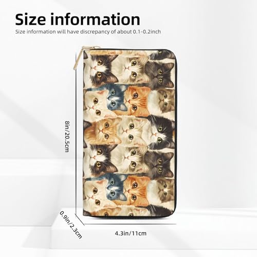Cute Cat Face Print Wallet Women, Leather Bifold Multi Card Wallet, Long Purse Women's Wallets2