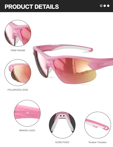 Image of BIRCEN Mens Polarized Sunglasses for Sports: TR90 Lightweight Sun Glasses Wrap Around Shades for Fishing Driving Cycling