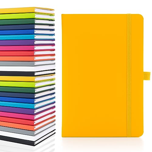 Notes London Eco A5 Carnet avec pages unies sans lignées, passant pour stylo, ruban, pochette en papier, journal à couverture rigide moyenne, papier issu de sources...