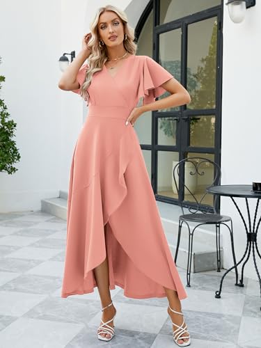 Image of ZZV Formal Dresses for Women Gowns Evening V Neck Wedding Guest Dresses