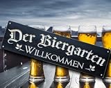 Vintage German wood welcome sign, Der Biergarten willkommen beer Wood Sign for Home Decor Country Living Dining Room Bedroom Art Wall Door Bars Clubs Cafes Plaque Wooden Sign 6x16 Inch