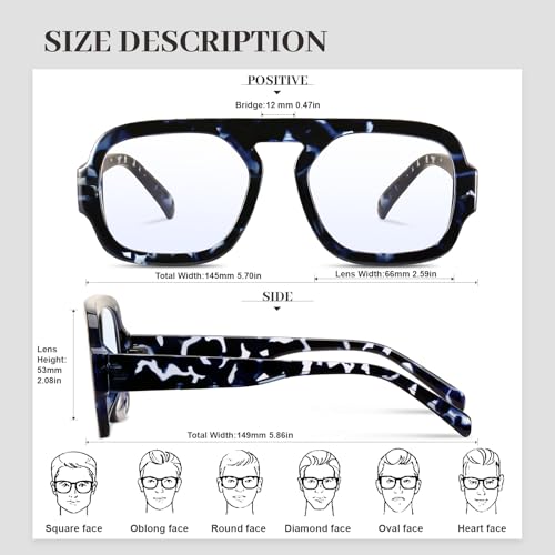 Image of Aviator Blue Light Blocking Glasses for Women Men Square Flat Top Computer TV Eyeglasses Anti Eyestrain