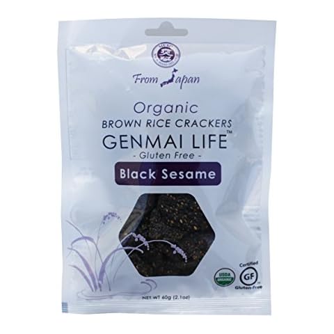 Muso From Japan Genmai Life Organic Brown Rice Crackers, Gluten Free, Black Sesame with Tamari, 2.1 Ounce (Pack of 12) Cover