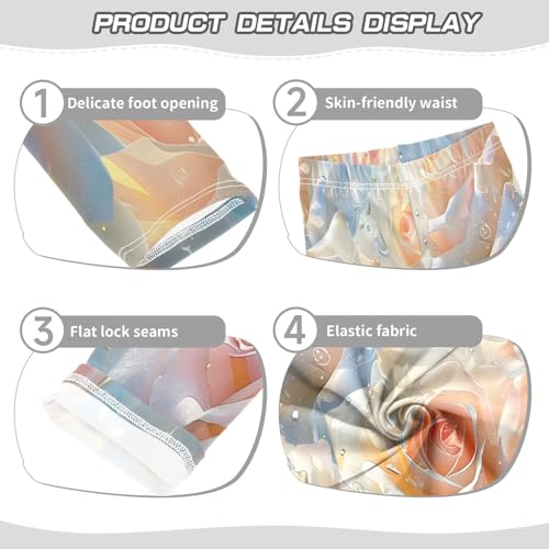 Bolaz Toddler Girls Leggings Printed Yoga Pants Leggings Light Blue Roses for Kids3