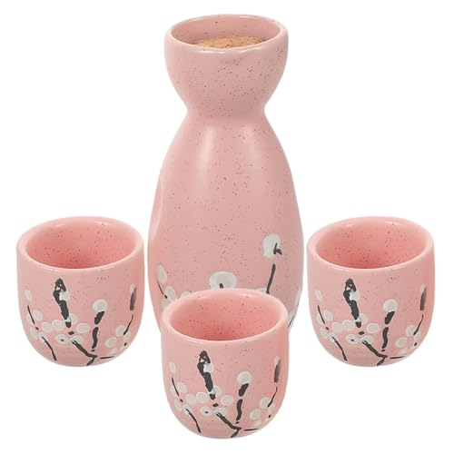 BESPORTBLE Ensemble de Saké Chaud Japonerie en Céramique avec Bouteille Tokkuri et Tasses Ochoko, Design Japonerie Élégant, Rétention de Chaleur pour Soirées Décontractées