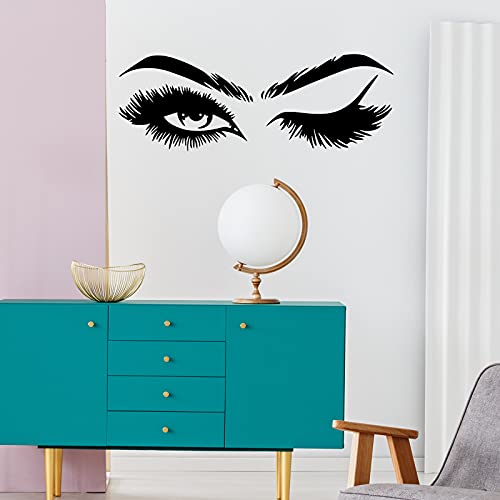 2 Pieces Eyes Wall Decal Big Eyes Wall Stickers Fashion Eyelash Wall Sticker Women Beautiful Eyes Wall Decals Decor For Living Room Bedroom (Classic Styles) #TOP3