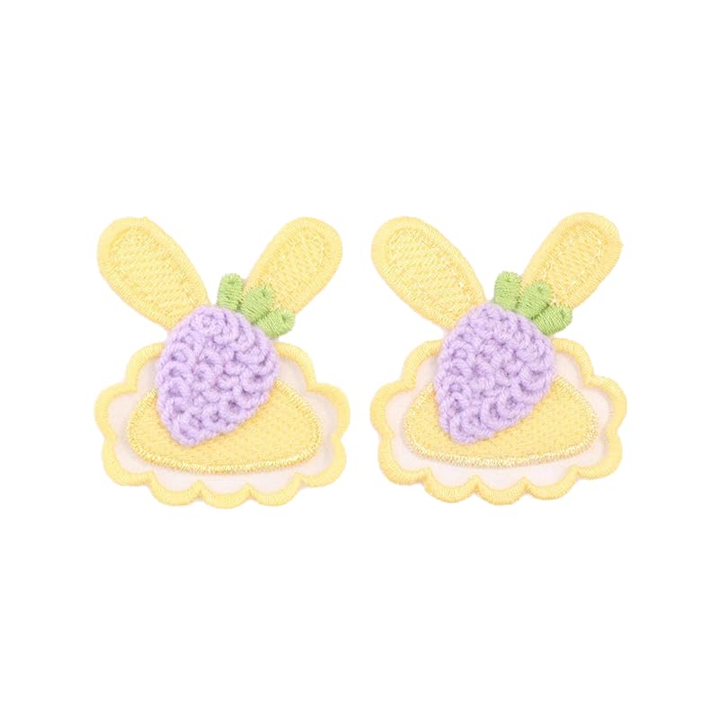 Parches de Bordado Parches de Ganchillo con Forma Conejo y Zanahoria, 6 x 5 cm, 20 Unidades, Bordados, for Planchar, Chinos, for Coser en Ropa, Vaqueros Chaquetas(Yellow)