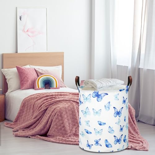 Image of NTAOHAMPER Kids Laundry Hamper, Waterproof Storage Bin, Baby Nursery Hamper, Clothes Organizer, Toys Bin, Room Decor(Blue Butterfly)