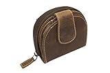 ✔ PREMIUM QUALITÄT - Unser kleine halbrunde Geldboerse im Vintage Stil wurde aus hochwertigem Rind-Leder handgefertigt - die hohe Qualität zeigt sich im naturbelassenen Leder und den einzeln abgenähten Kreditkartenfächern sowie stabilen Reißverschlüssen - mit LEAS Einkaufschip.