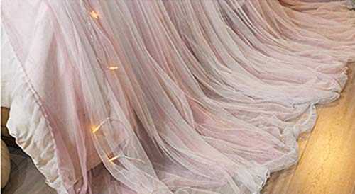 Vethin Princess Bed Canopy For Girls,Bed Canopy Curtain- Double Layer Sheer Mesh Dome Bed Curtain- Round Lace Princess Mosquito Net Tent For Twin Full Queen King Bed (Pink/White) #TOP6