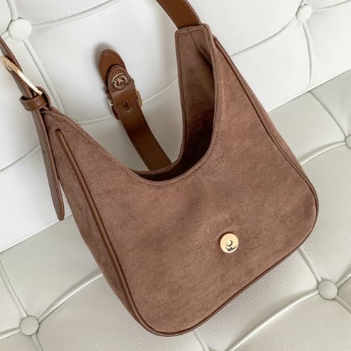 Bolso Retro de Gamuza para Mujer de Hombro, Café miniatura 4