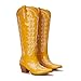 Orlynx Yellow Cowboy Boots For Women - Western Knee High Cowgirl Boots with Snip Toe, 3