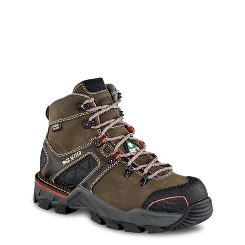 Irish Setter, Crosby, Women’s, 6', Waterproof, Non-Metallic Safety Toe (CSA), Work Boot, Gray, 8.5 B (Medium)