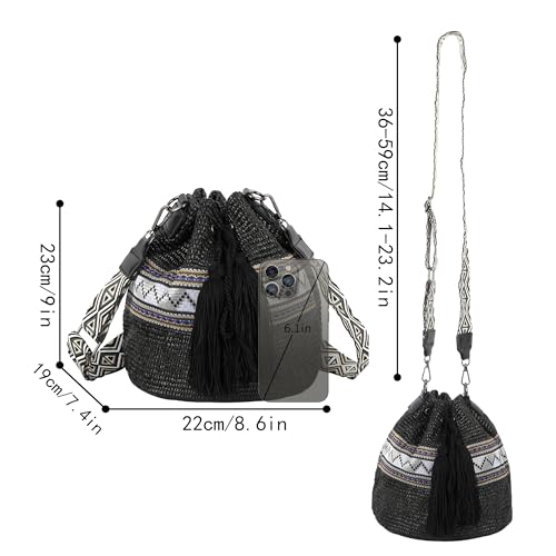 Bolso de hombro pequeño con cordón de tejido de paja, bolso de playa para verano, de Goclothod miniatura 4