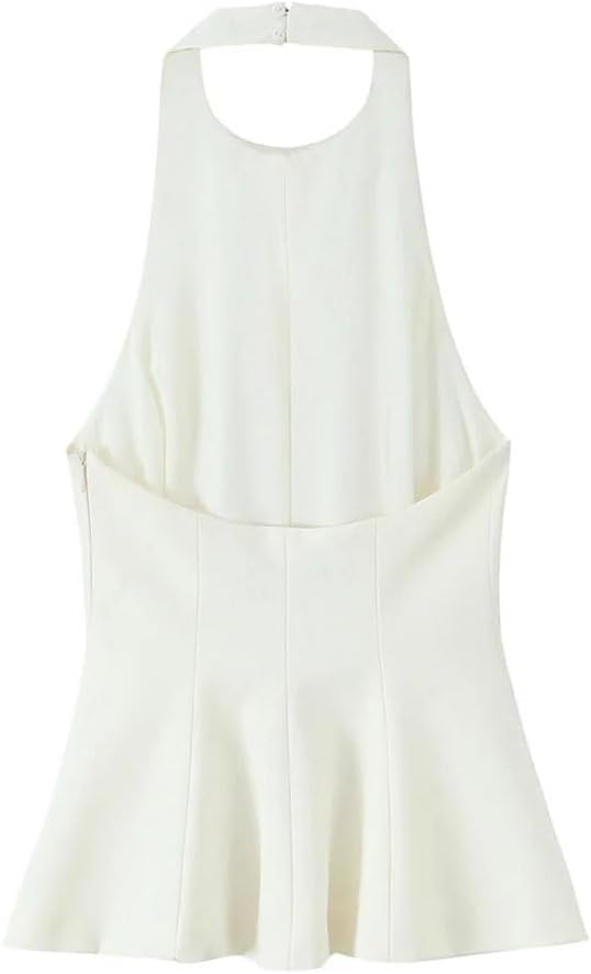 Women's Sleeveless Halters Simple Slim Top Solid Elegant Backless Vintage Party Tops