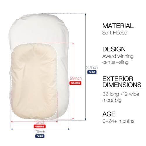 Image of Infant Support Cushion - Baby Support Cushion for Newborn, 0-24 Months, Portable Tummy Time Mat for Home and Travel, Soft Cotton, Supervised Use, Baby Essentials Gift, White(1 Cushion + 1 Cover)