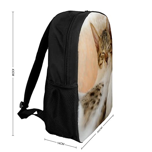 Sac à dos imprimé en 3D grand format 17 pouces avec motif chat rigolo