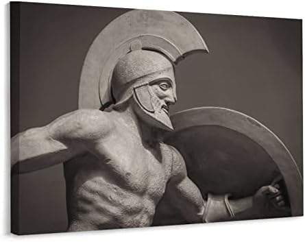 Ancient Greek Warrior Sculpture Black and White Modern Design Home Decor Canvas Print Wall Art Poste Canvas Wall Art Prints for Wall Decor Room Decor Bedroom Decor Gifts 20x26inch(51x66cm) Frame-sty
